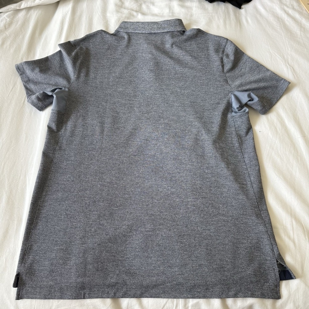 Outdoor Voices Clubknit Performance Heather Blue Gray Polo Golf Shirt XL - Picture 4 of 8
